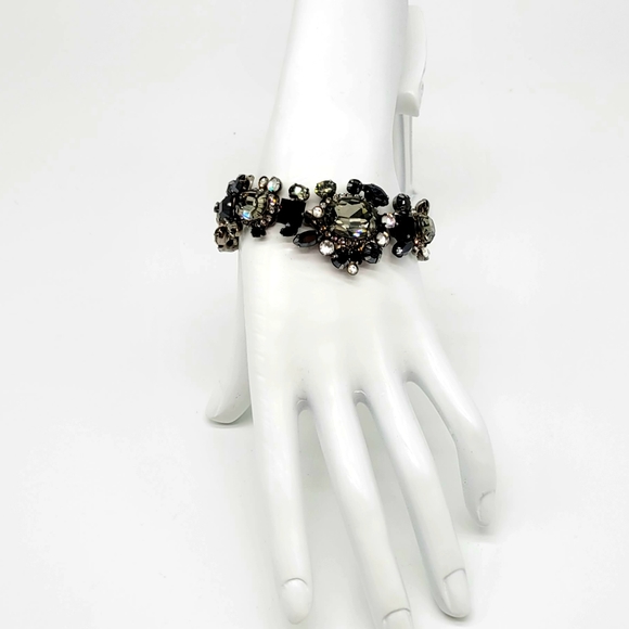 Sorrelli Midnight Moon Retired Swarovski Crystal Statement Bracelet Silver - Picture 4 of 11